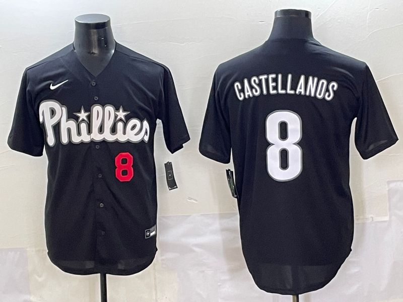 Men 2025 Philadelphia Phillies #8 Castellanos Black Fashion Nike MLB Jersey style 7155
